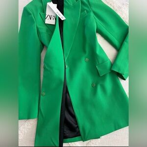 Zara Green Double-Breasted Blazer